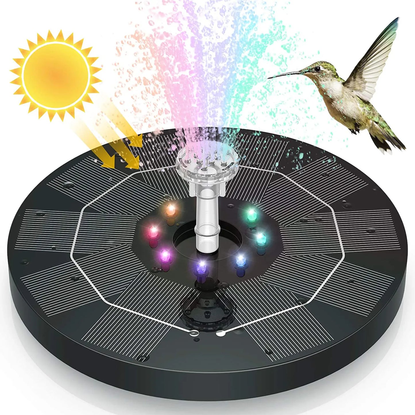 Colorful LED Solar Fountain