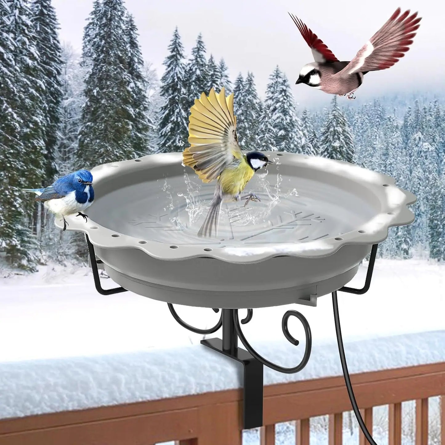 100W Heated Bird Bath for Outdoors
