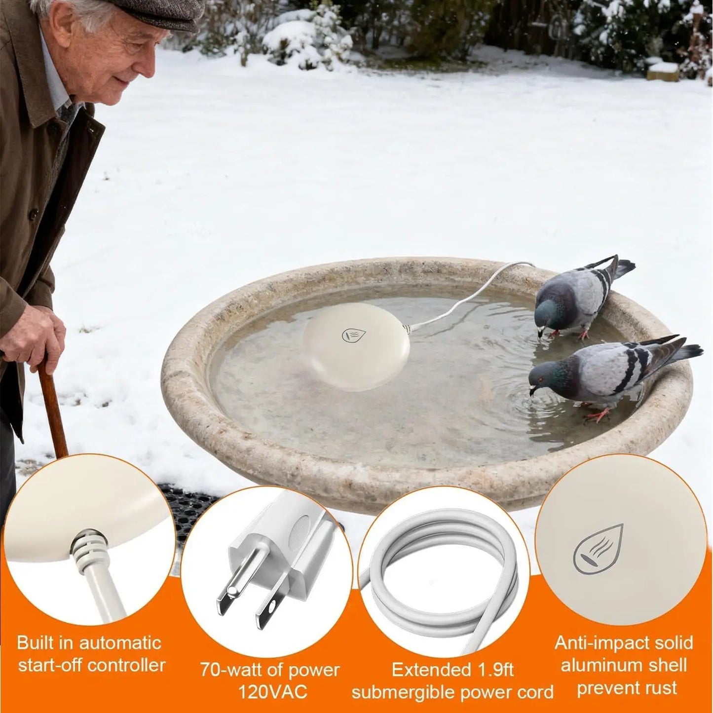 Bird Bath Heater Smart Deicer
