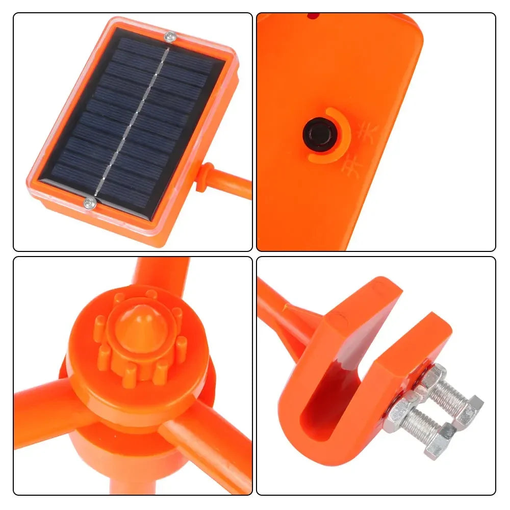 Solar Wind Powered 360° Rotation Animal Repeller Deterrent for Garden Farm Yard with Reflective Sound Scare Features
