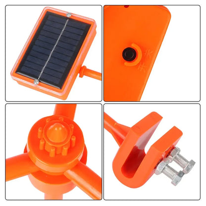 Solar Wind Powered 360° Rotation Animal Repeller Deterrent for Garden Farm Yard with Reflective Sound Scare Features
