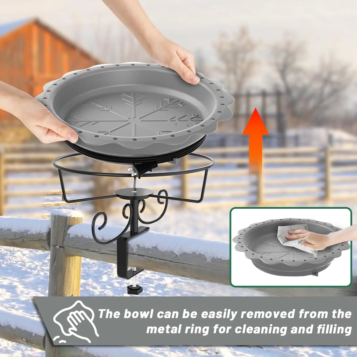 100W Heated Bird Bath for Outdoors
