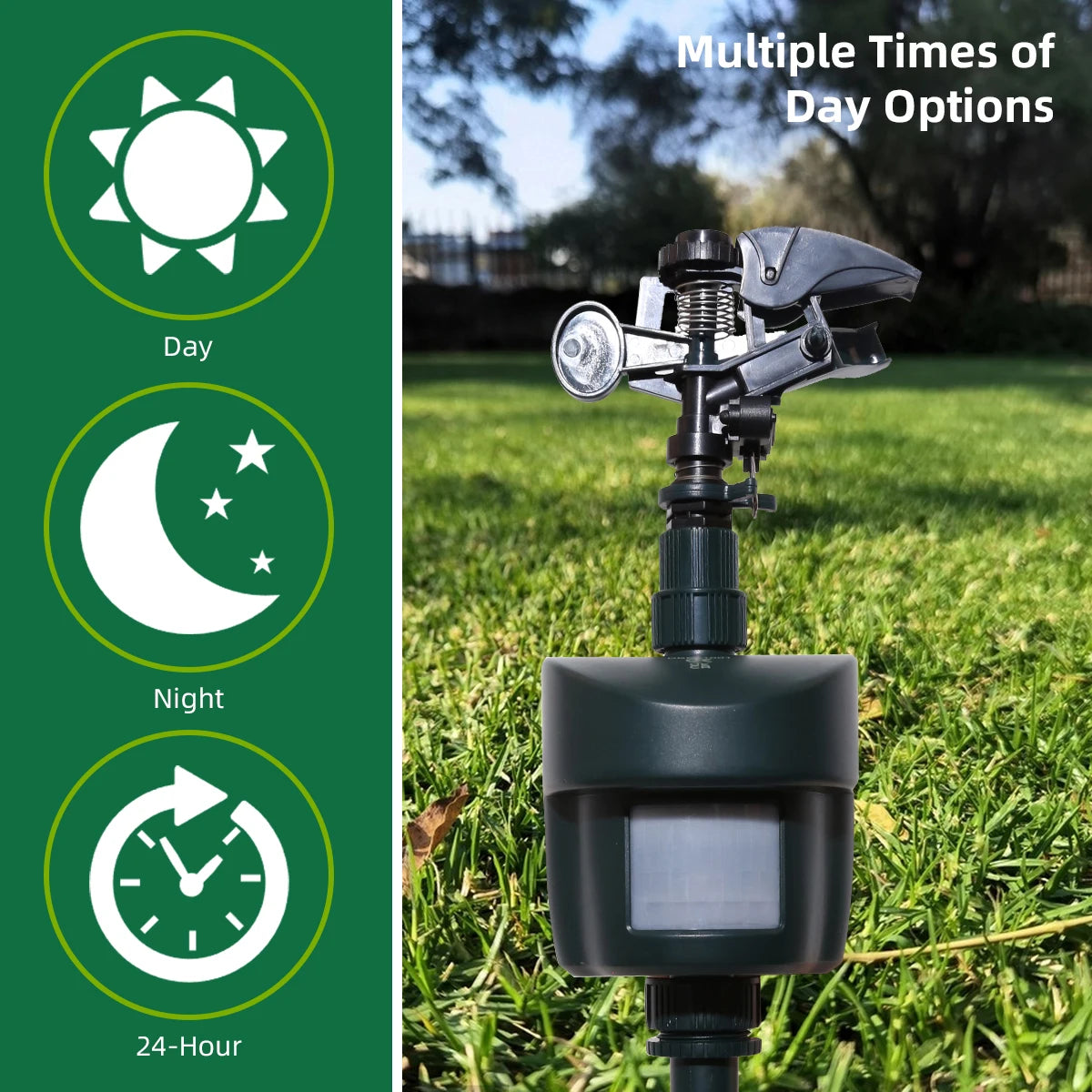 Motion Activated Sprinkler Repellent for Animals 24 Hour Detection