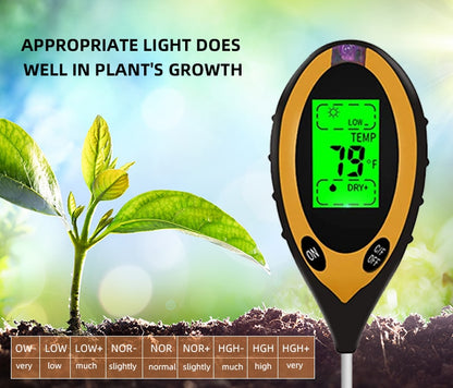 Digital Soil Moisture PH Sunlight Temperature Meter