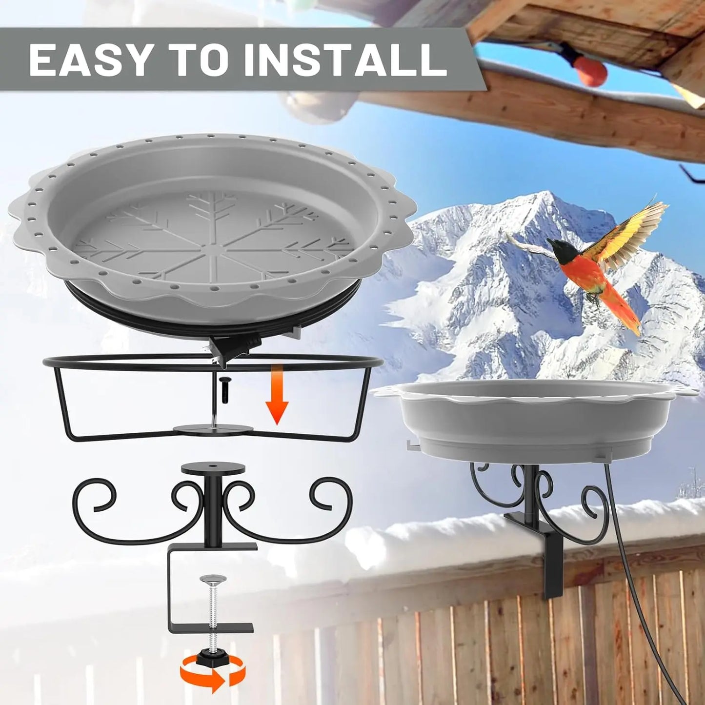 100W Heated Bird Bath for Outdoors