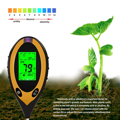 Digital Soil Moisture PH Sunlight Temperature Meter