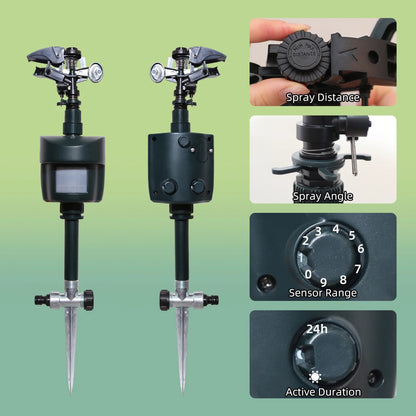 Motion Activated Sprinkler Repellent for Animals 24 Hour Detection