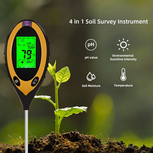 Digital Soil Moisture PH Sunlight Temperature Meter
